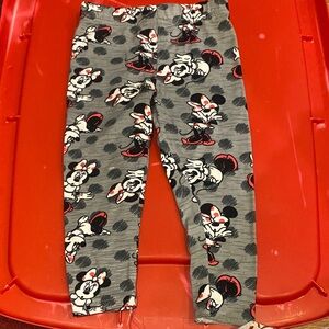Disney Kids Gray Leggings with Minnie Mouse Print